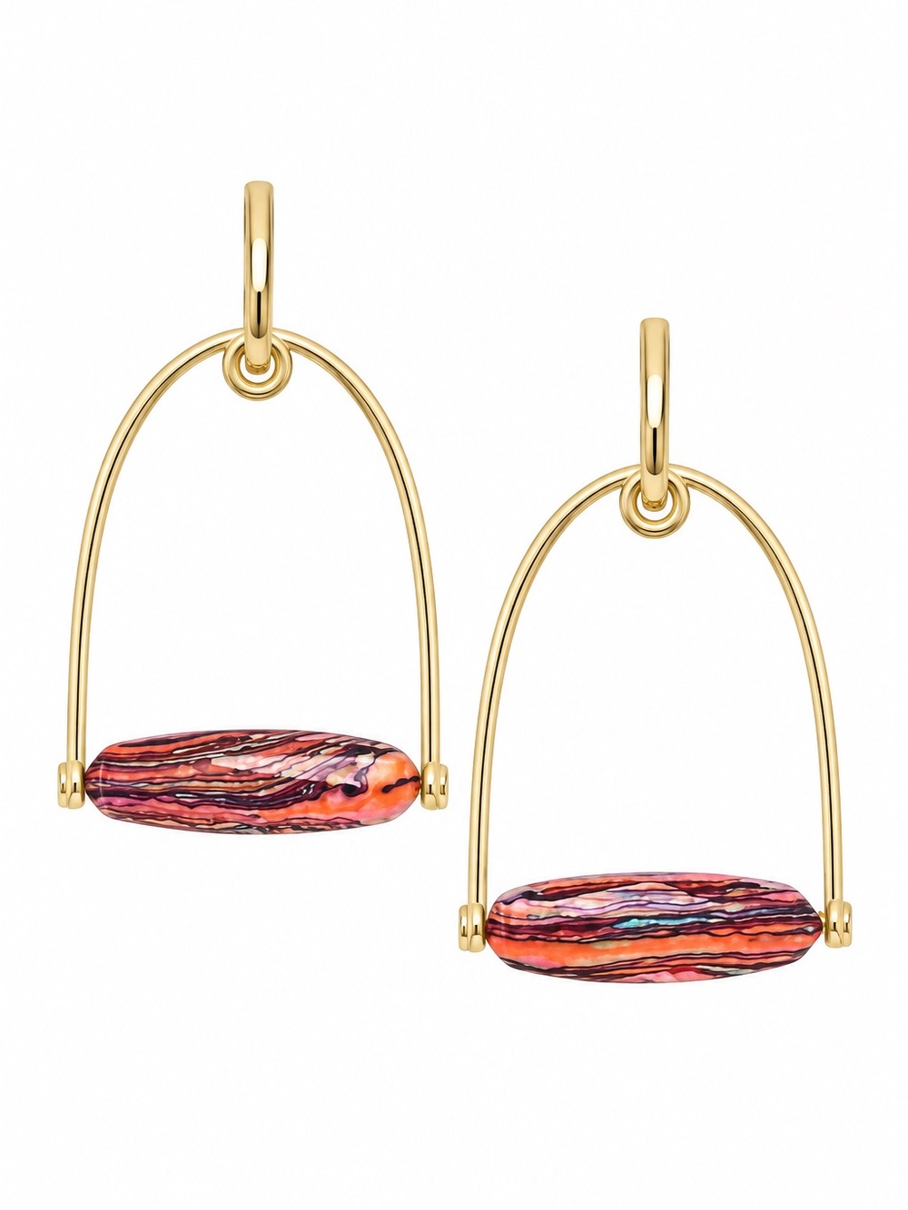 KENDRA SCOTT SASSY GOLD STATEMENT EARRINGS IN PINK RAINBOW CALSILICA
